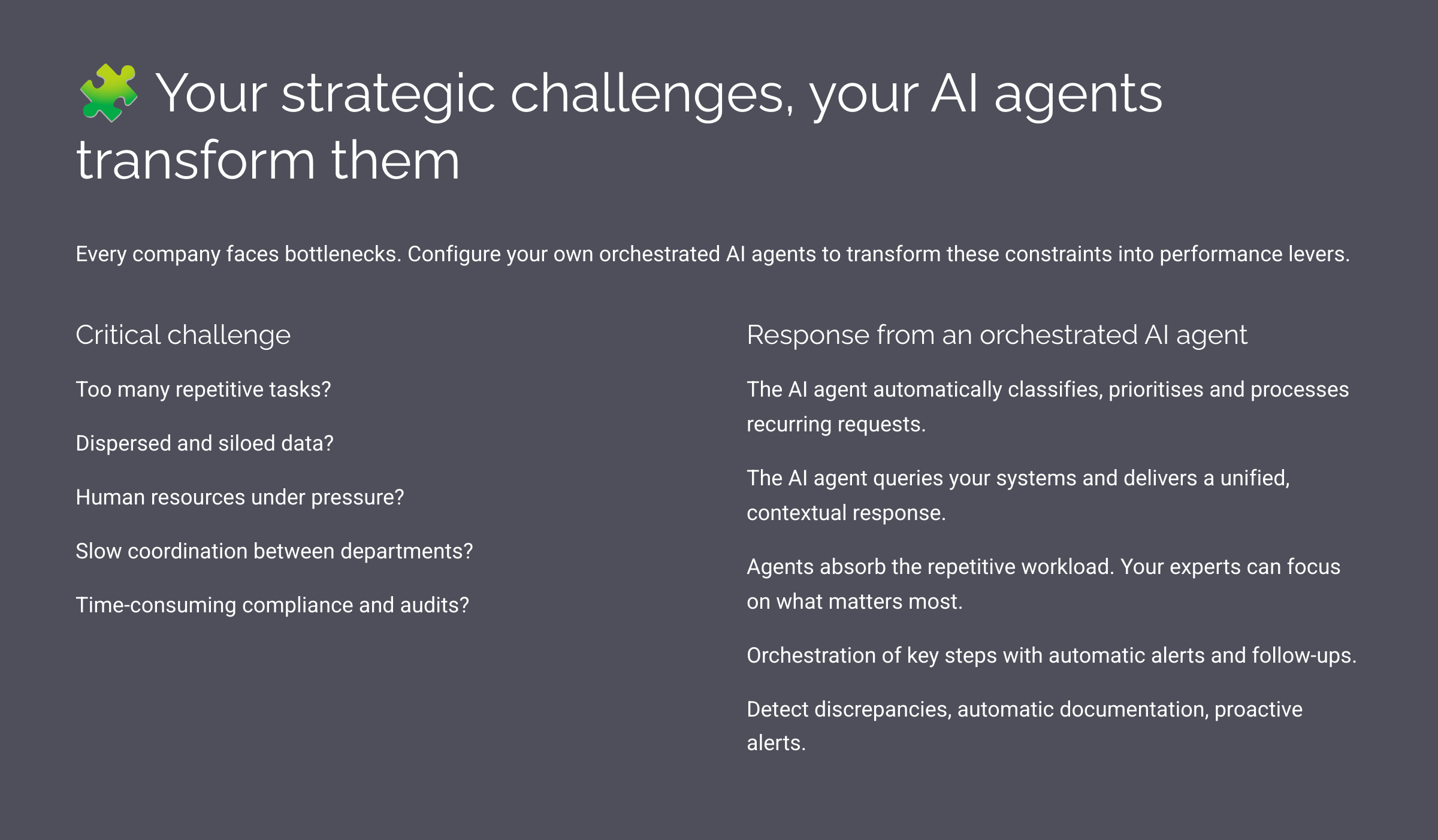 Your strategic challenges your AI agents transform them